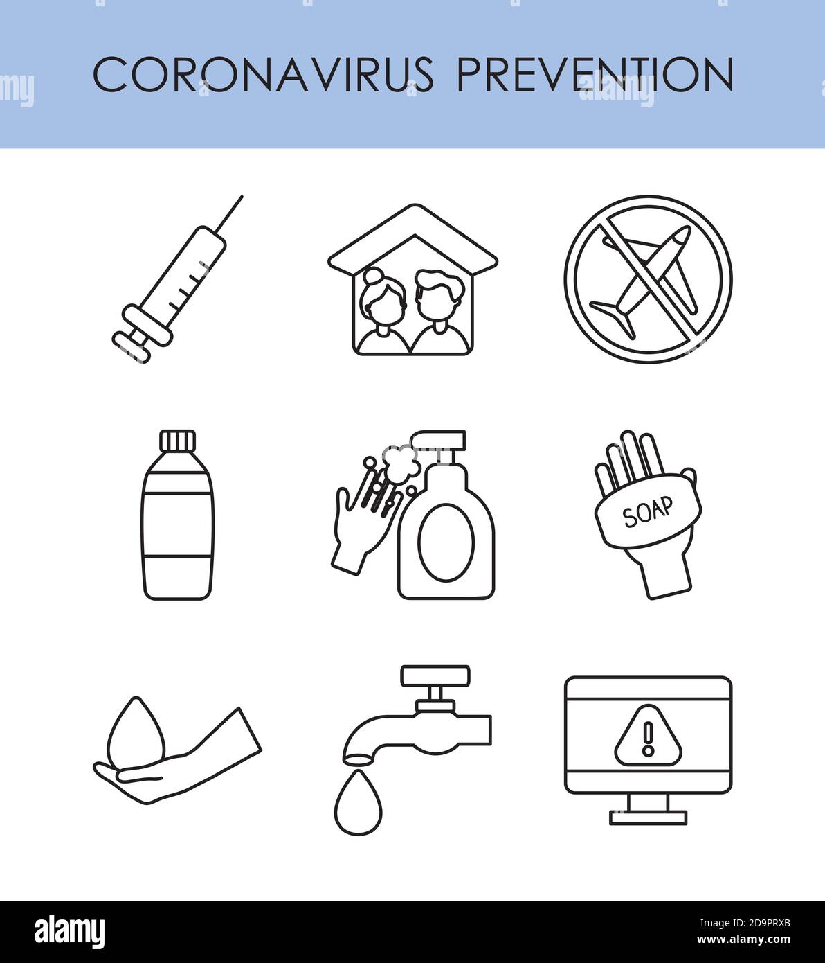 icon set of coronavirus prevention over white background, line style ...