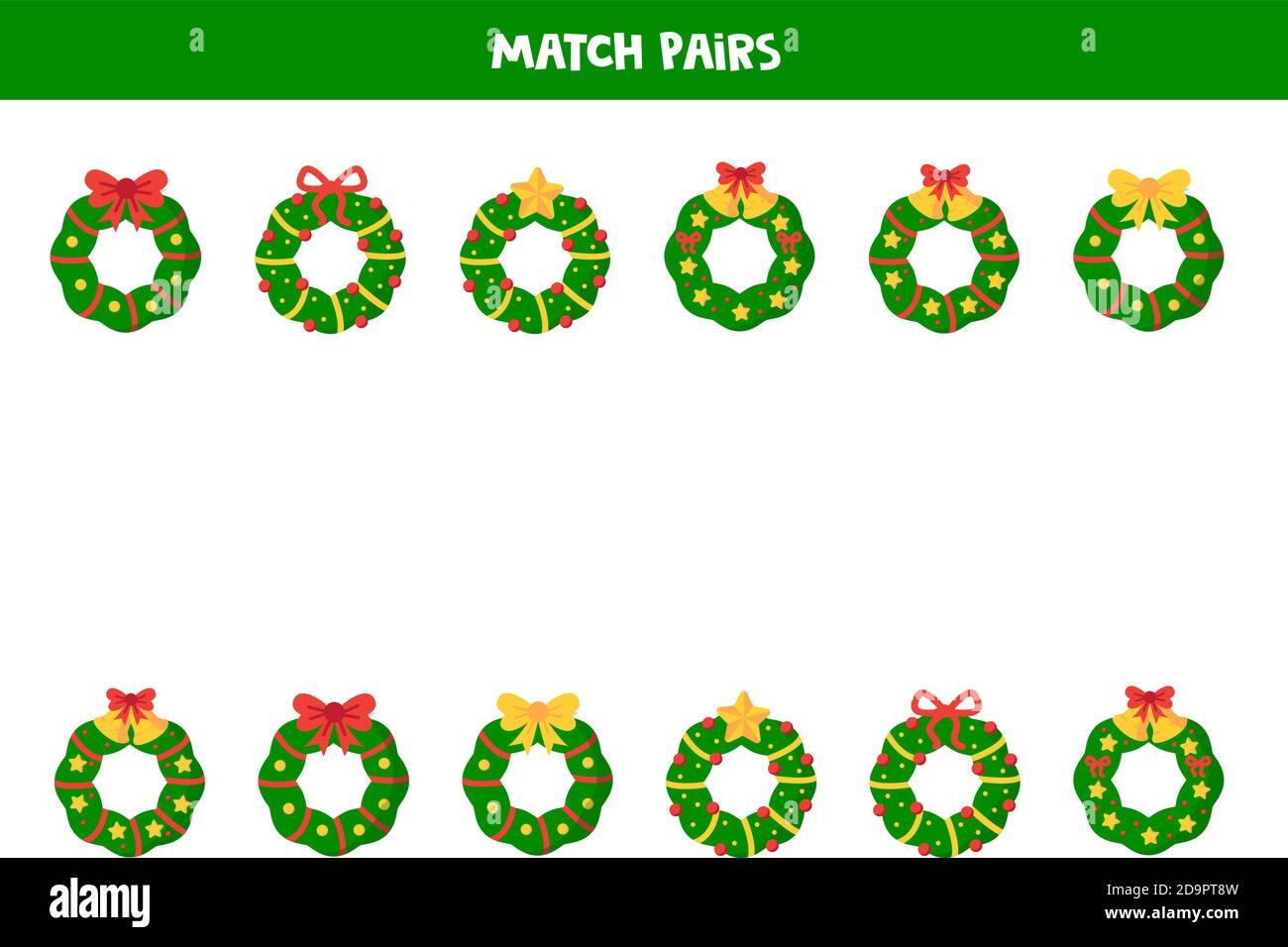 https://c8.alamy.com/comp/2D9PT8W/match-pairs-of-christmas-wreaths-game-for-kids-2D9PT8W.jpg