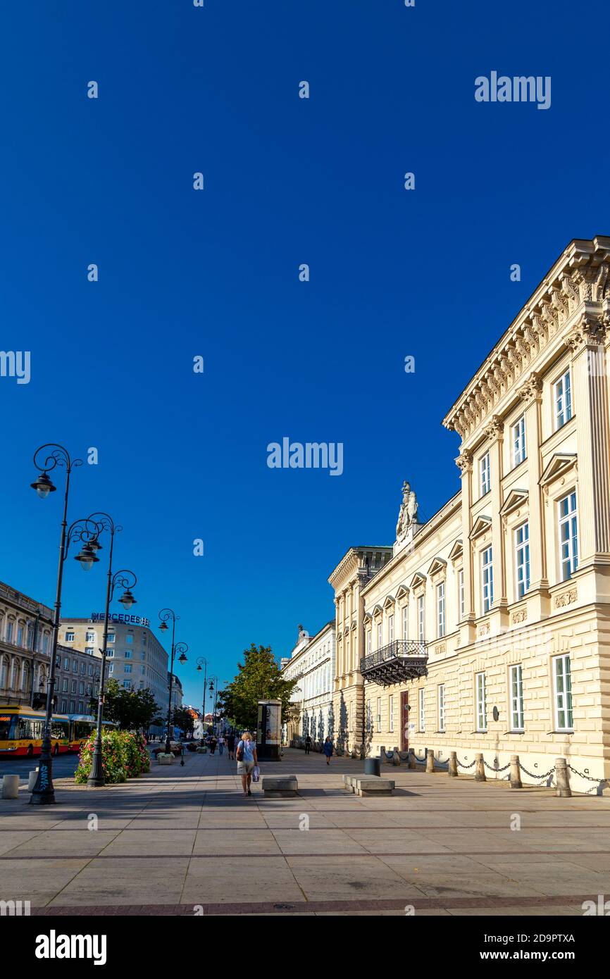 Grand buildings along Krakowskie Przedmieście, Warsaw, Poland Stock Photo