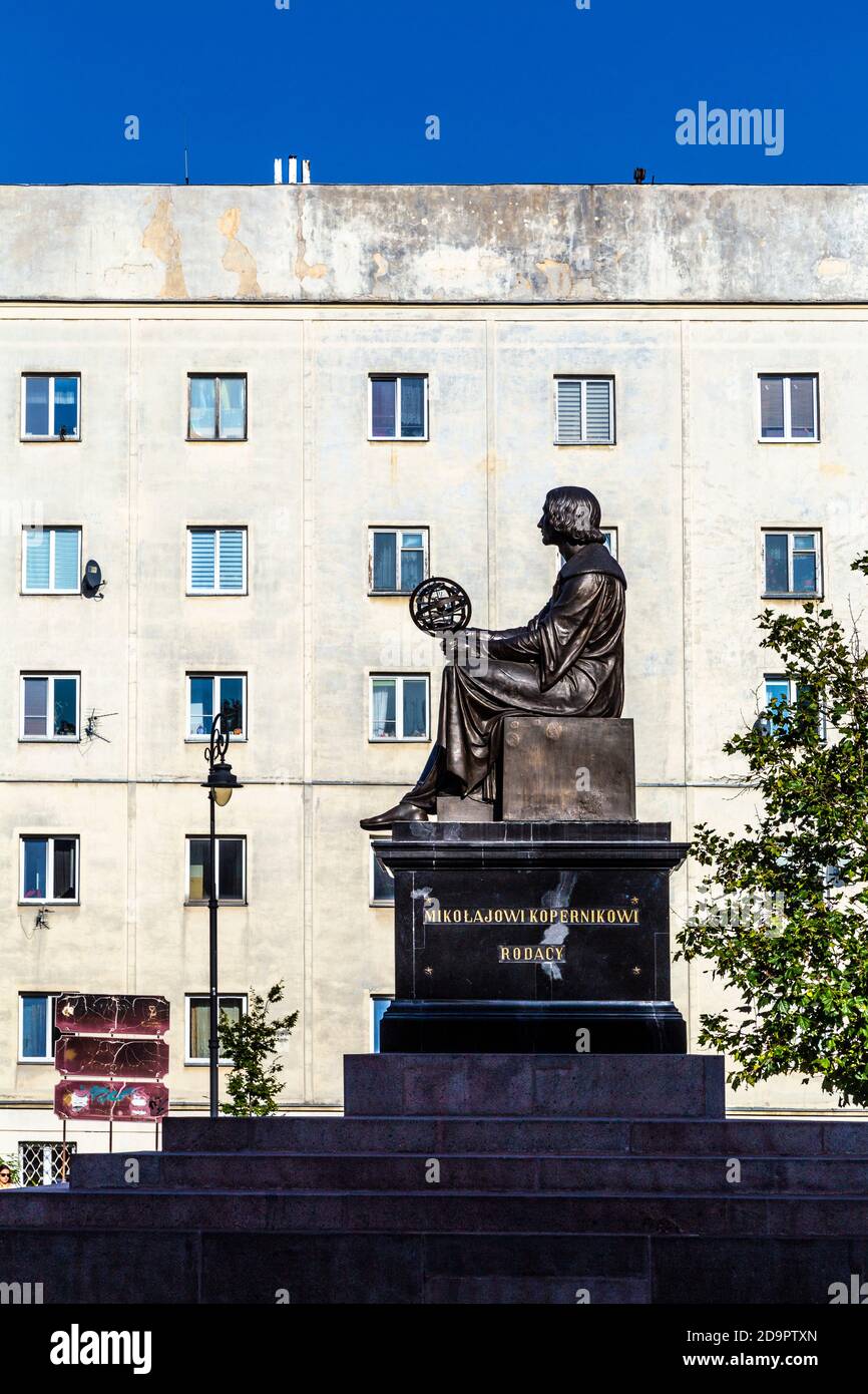 Nicolaus Copernicus Monument by Bertel Thorvaldsen in Krakowski Przedmiescie, Warsaw, Poland Stock Photo