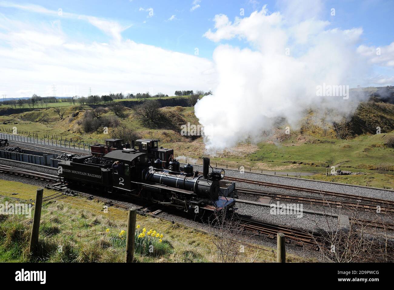 No. '2' running round its train at Pant. Stock Photo
