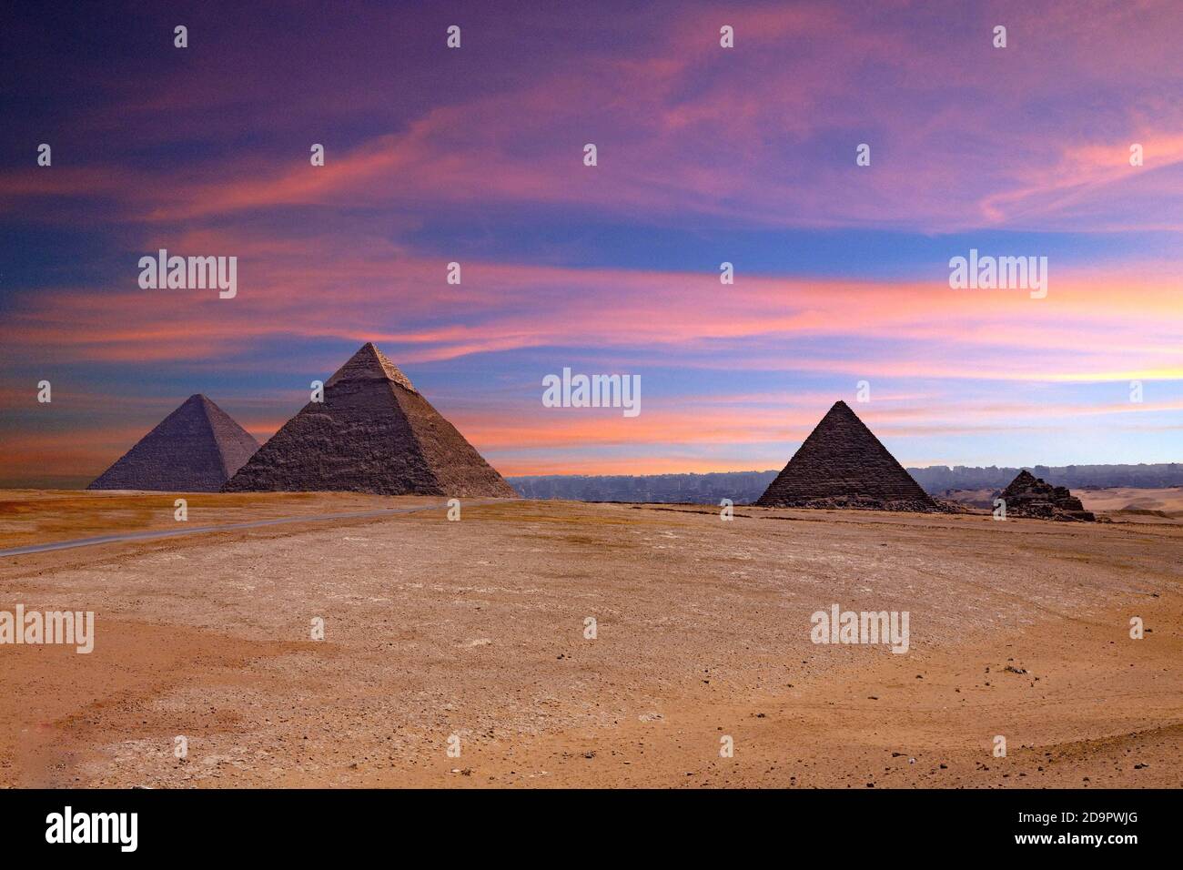 Egypt. Cairo - Giza. General view of pyramids Stock Photo