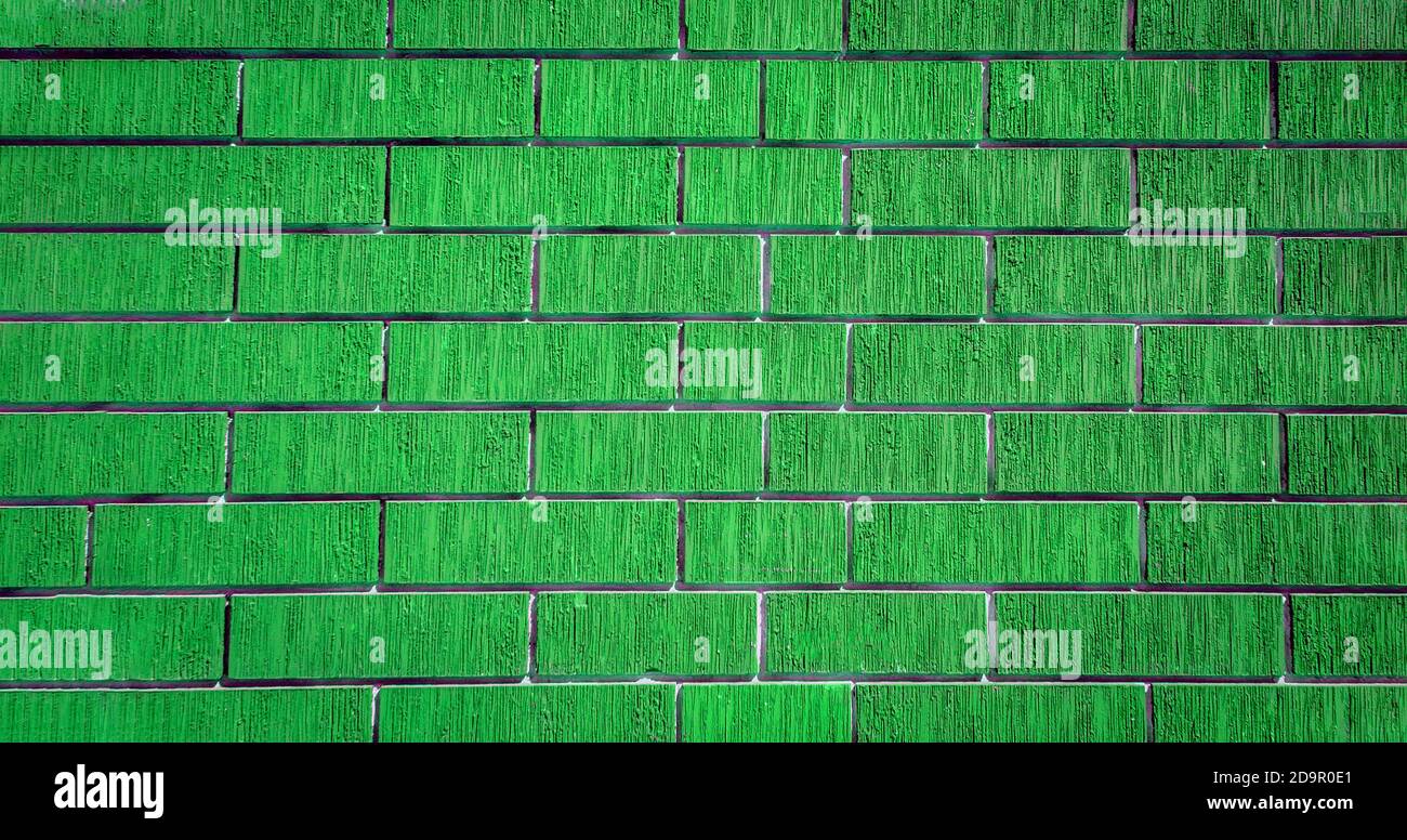 green brick wall texture grunge background with old dirty and vintage ...