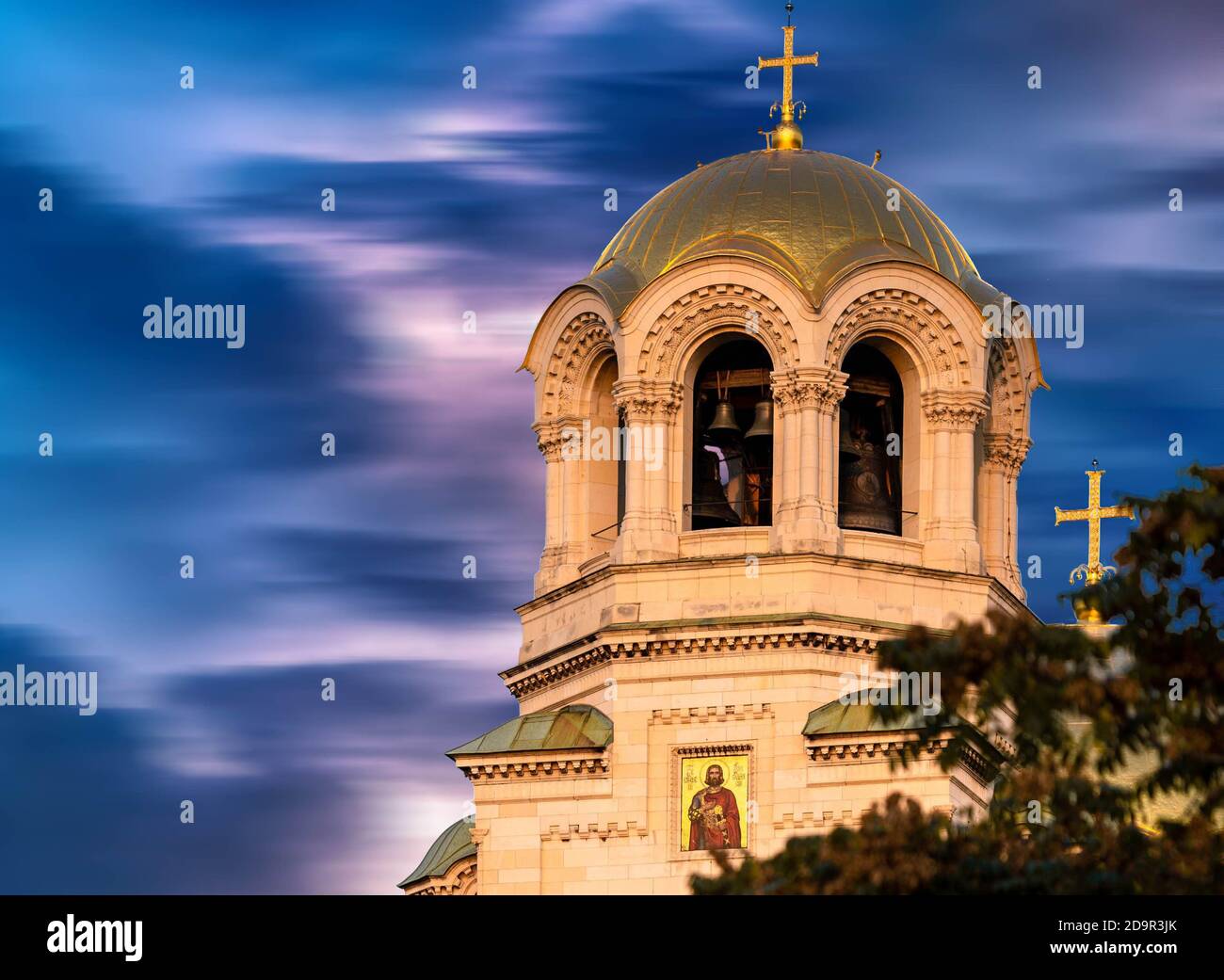 Cathedral Saint Aleksandar Nevski at sunset. Sofia, Bulgaria Stock Photo