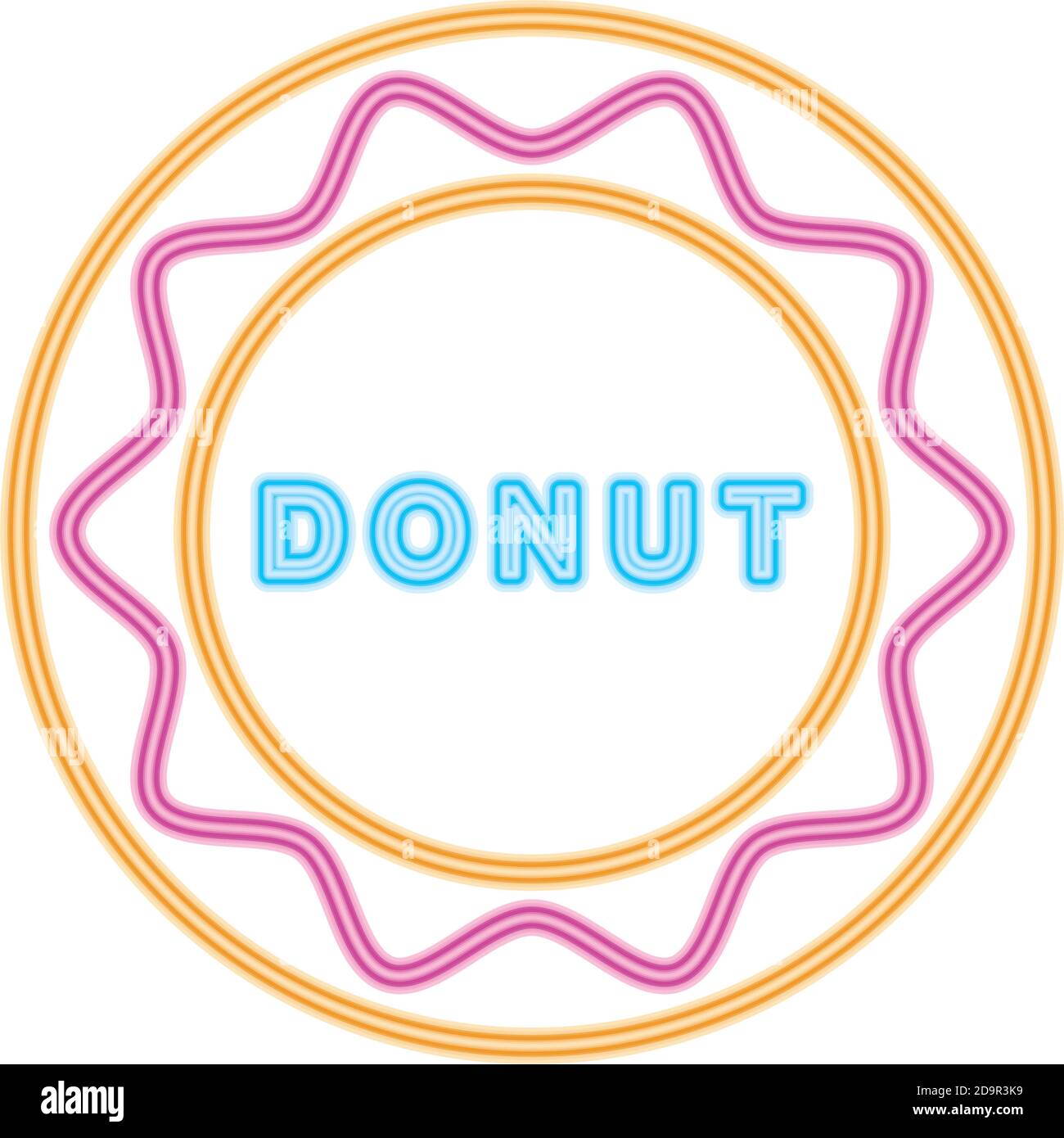 donut neon sign icon over white background, vector illustration Stock
