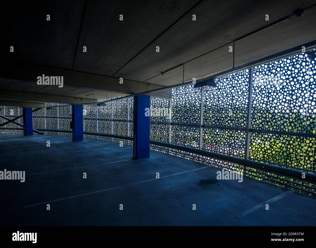 Perforated metal cladding panels at multistorey parking garage , Finland Stock Photo Alamy