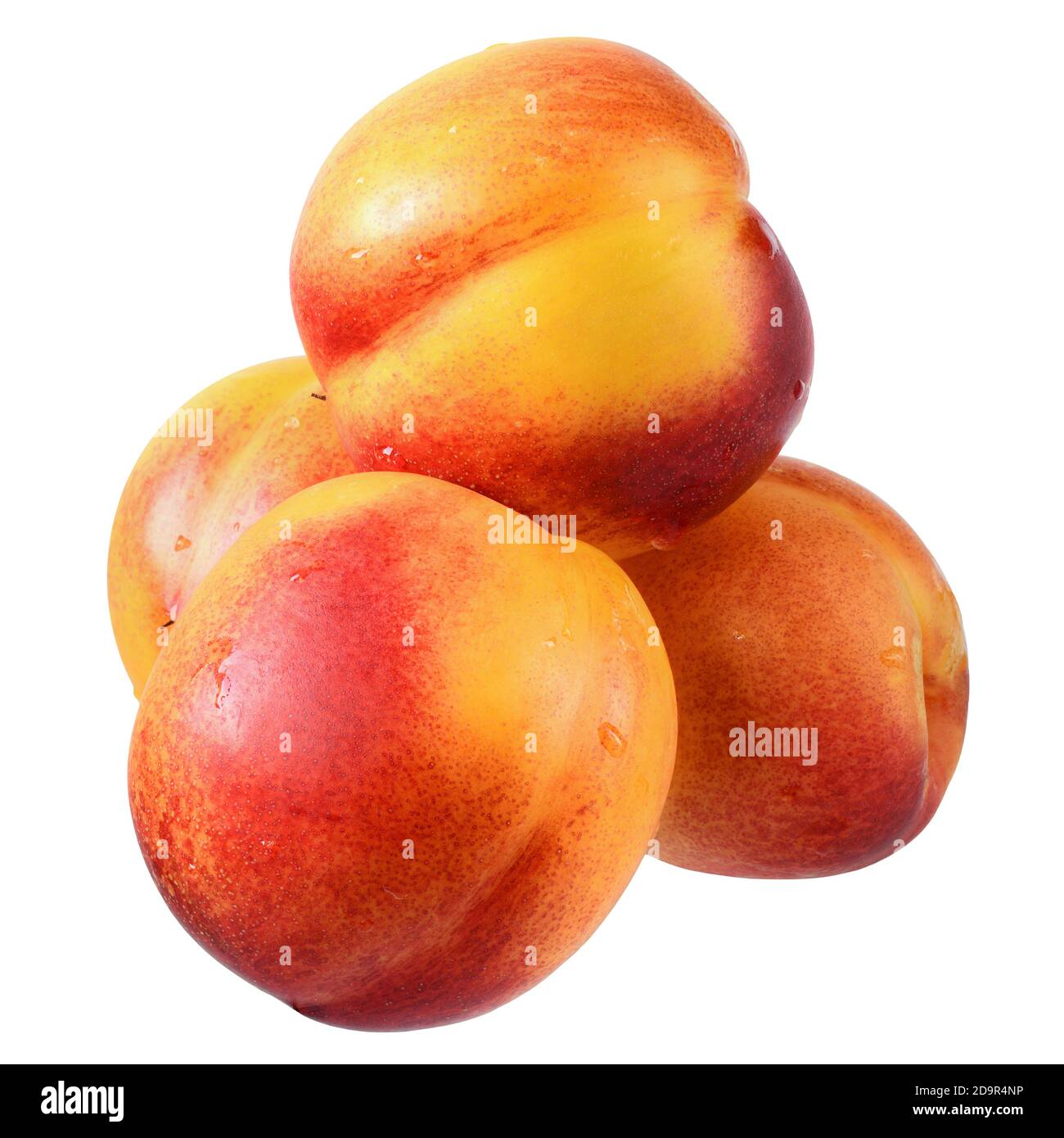 Ripe nectarines close-up isolated on white background. Stock Photo