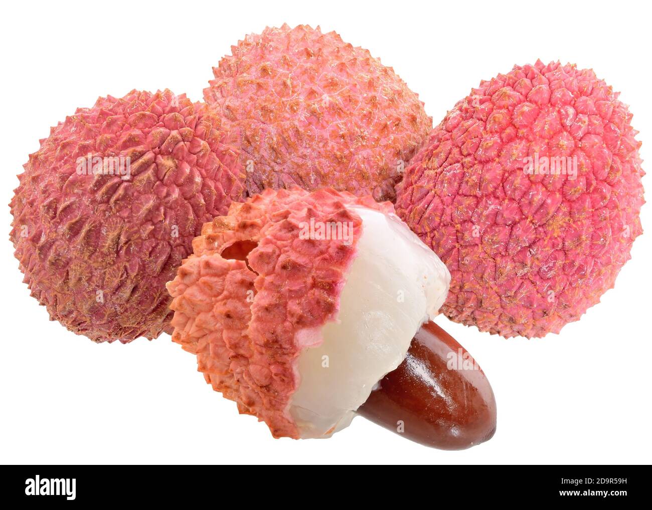 Fresh lychee exotic fruit isolated on a white background. Stock Photo