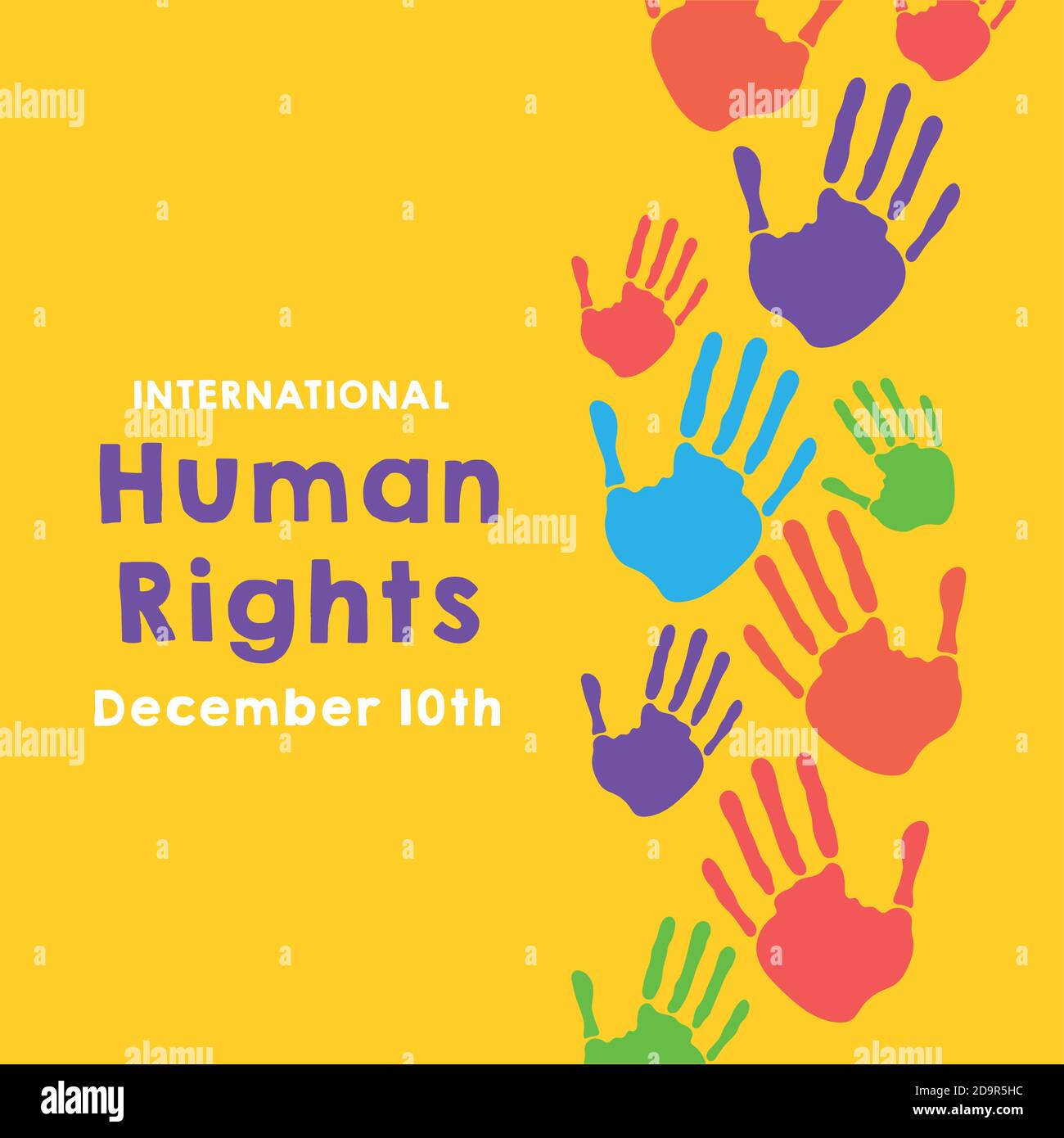 Human Rights Campaign Lettering With Hands Print Colors Vector