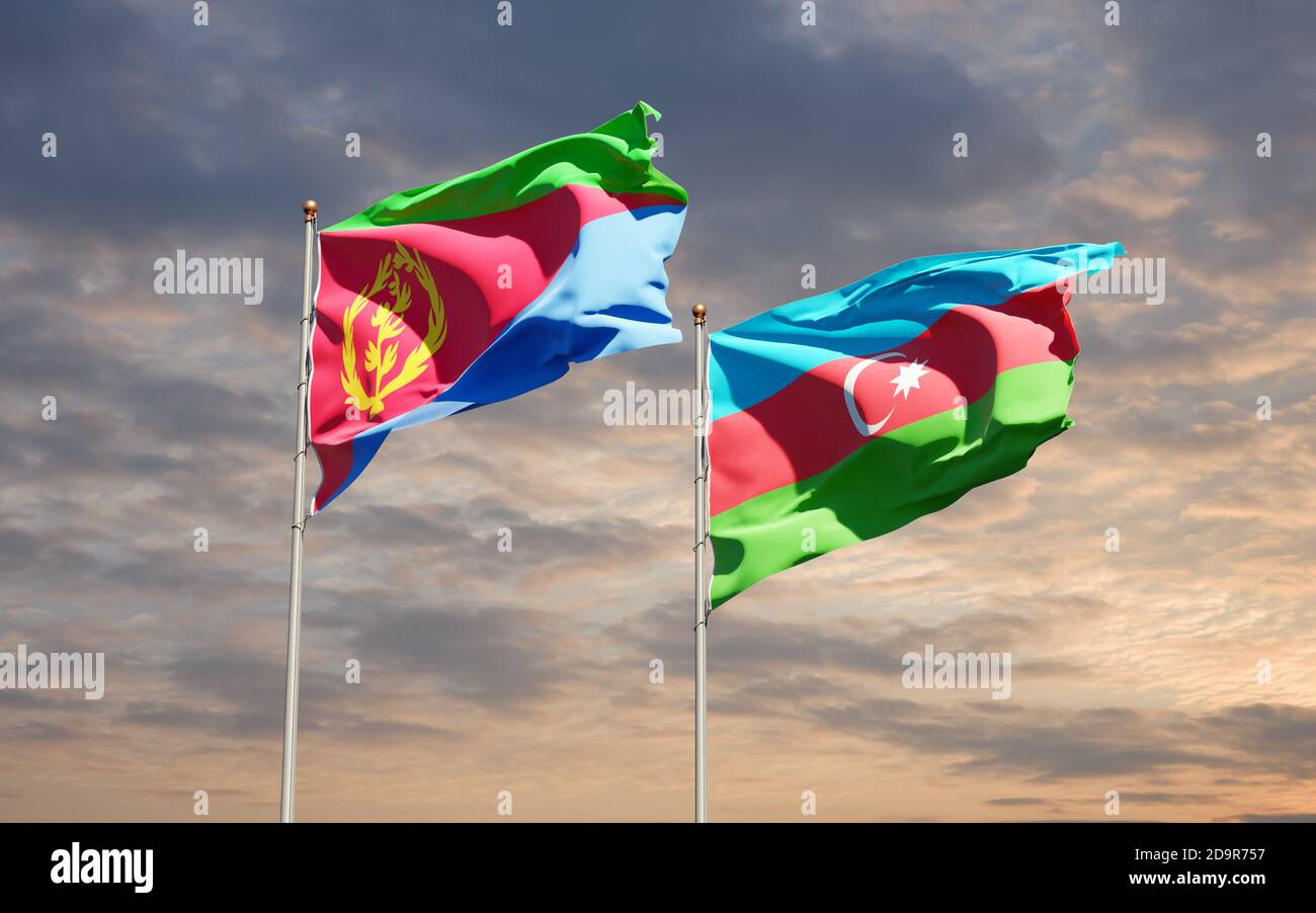 Beautiful national state flags of Azerbaijan and Eritrea together at ...