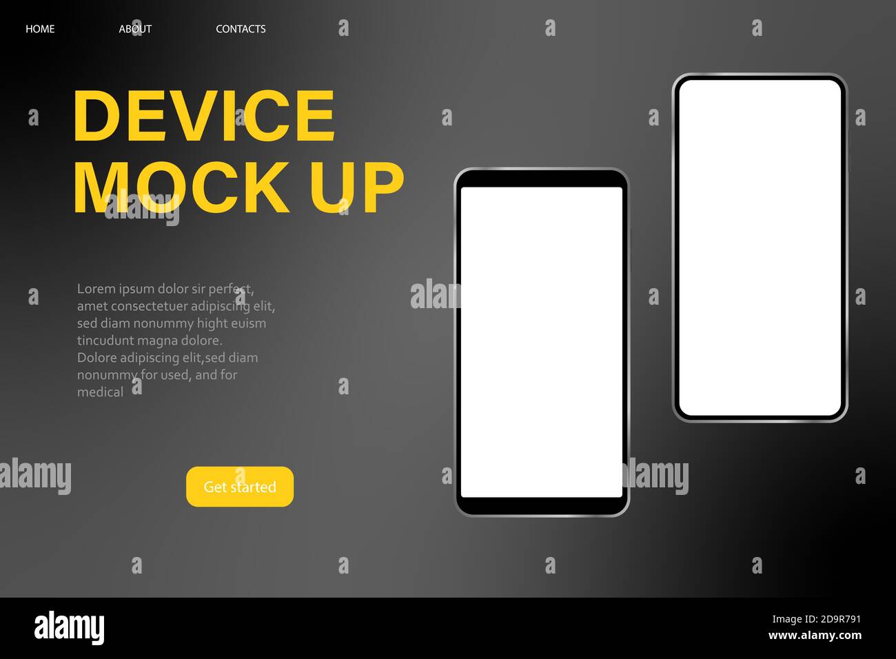 Realistic phone mockup banner. dark mode. vector. Stock Vector