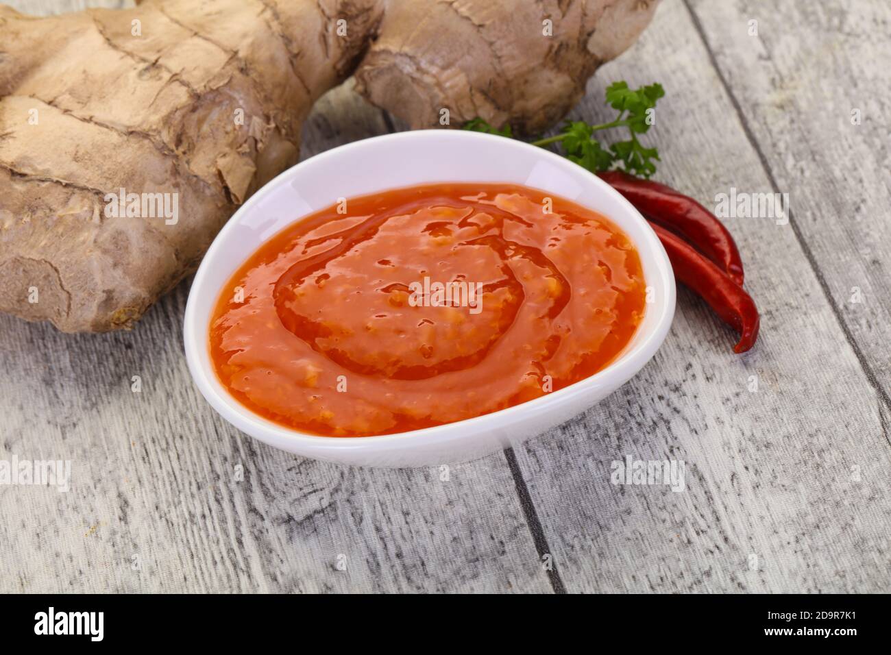 Ginger chili sauce with root and pepper Stock Photo Alamy