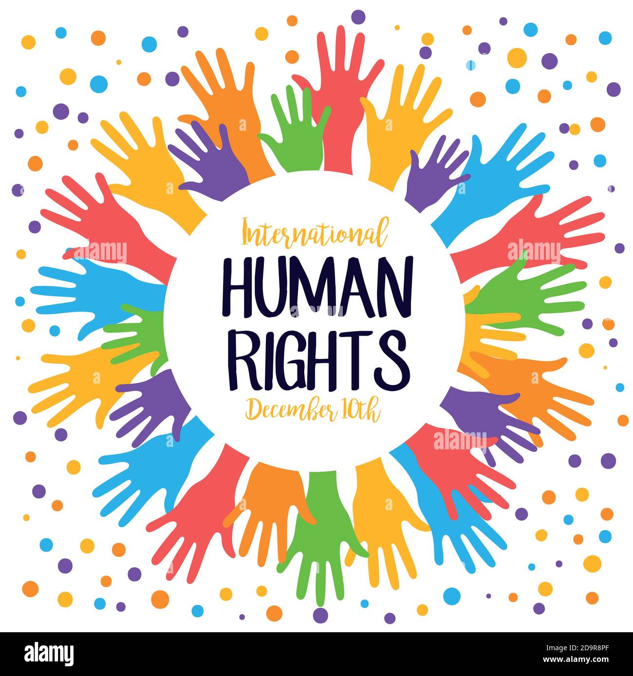 Human Rights Campaign Lettering With Hands Print Colors Around And