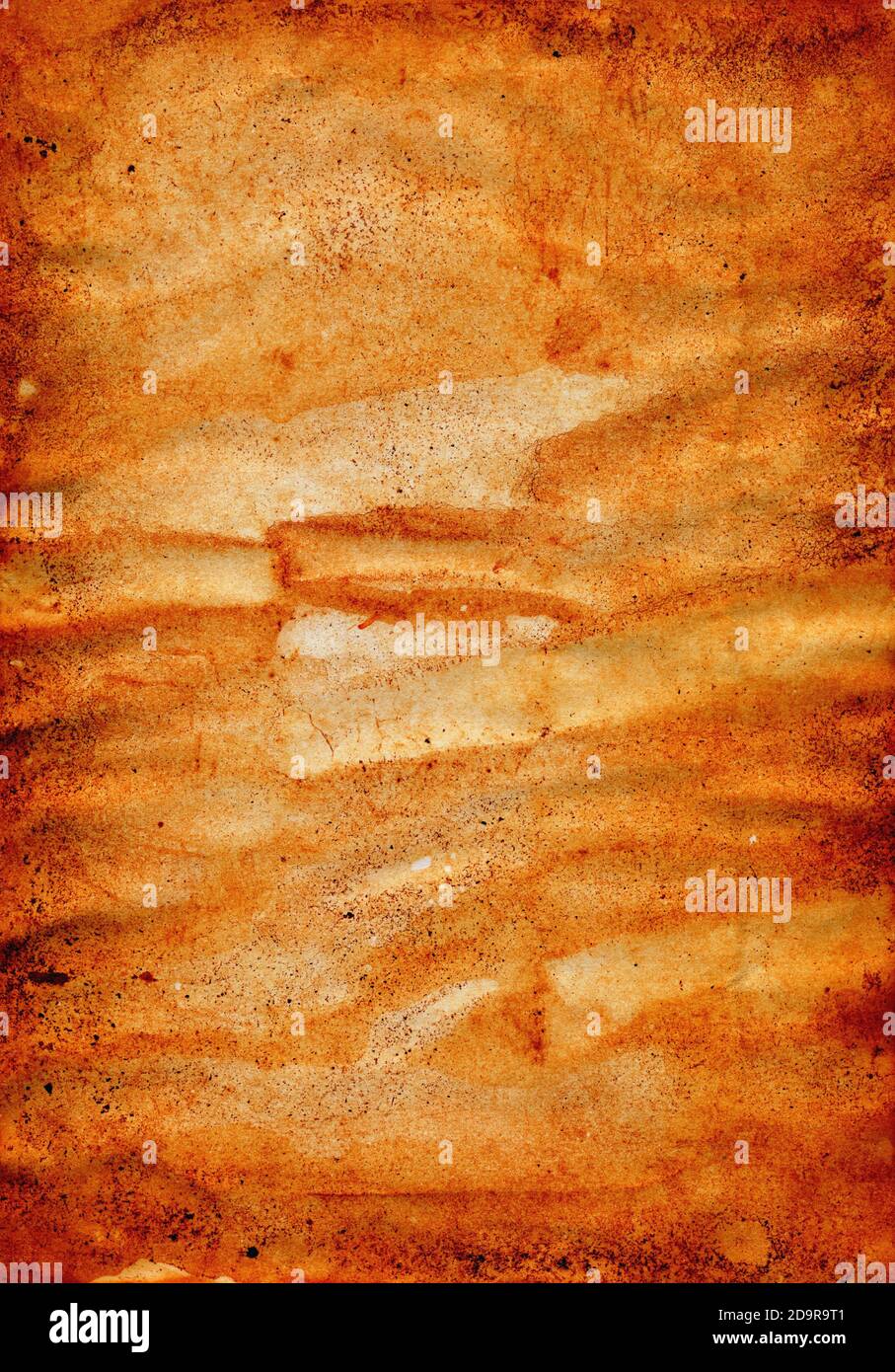 Heavily soiled sheet of rusty paper - dirty paper texture Stock Photo