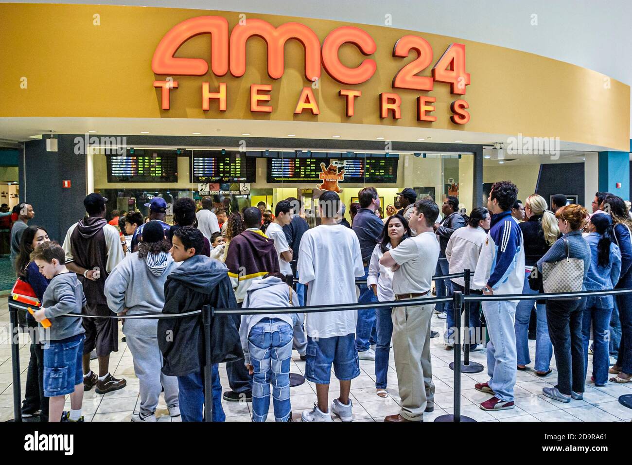 Miami Florida,Aventura Mall AMC 24 Theatres theaters theater,movie customers line queue cinema entrance, Stock Photo