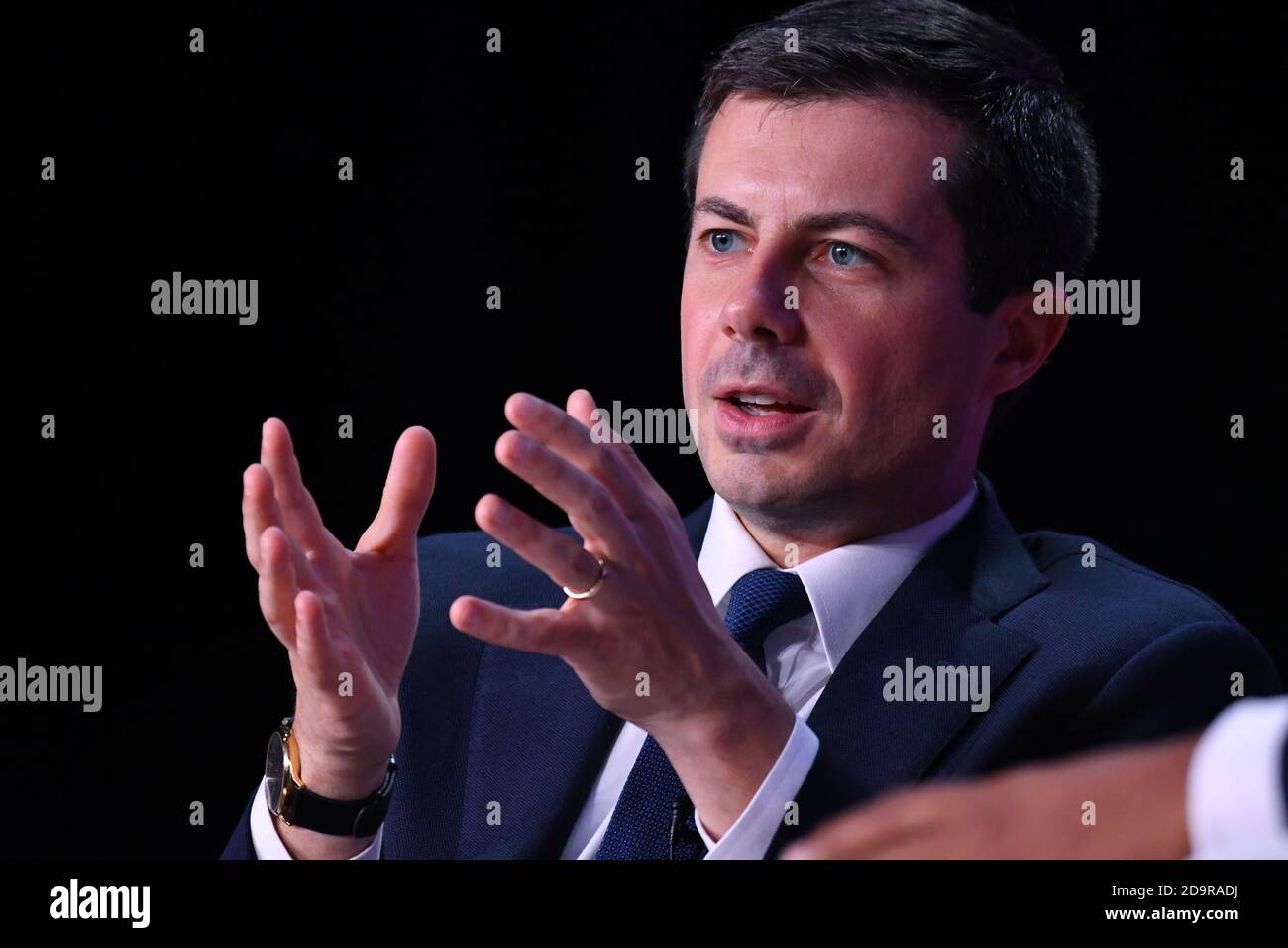 Democratic presidential hopeful Mayor Pete Buttigieg responds to audience questions during the Second Step Criminal Justice Forum at Benedict College October 26, 2019 in Columbia, South Carolina. Stock Photo
