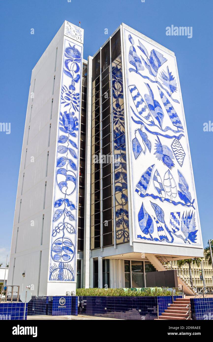 Miami Florida,Biscayne Boulevard Bacardi Museum,built 1963 azulejos ceramic tile murals by Francisco Brennand, Stock Photo