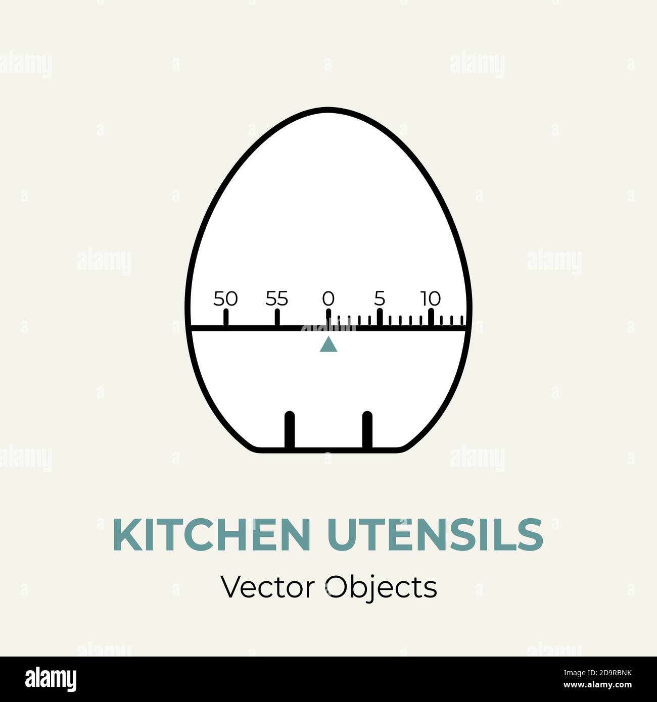 kitchen timer egg vector illustration. Vector line illustration