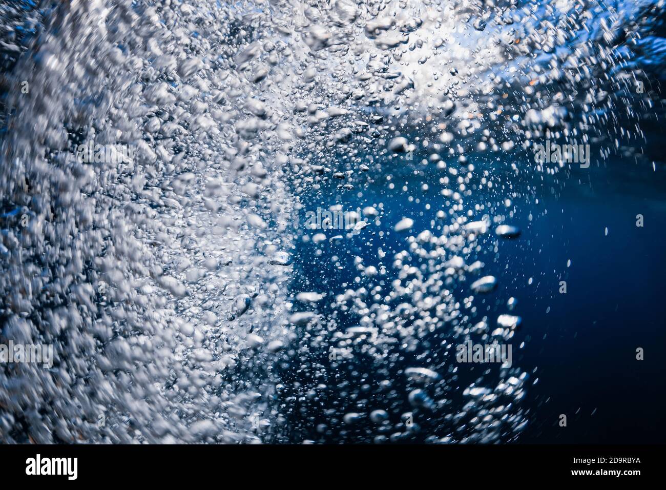 Underwater bubbles texture in transparent ocean. Air bubbles in ...