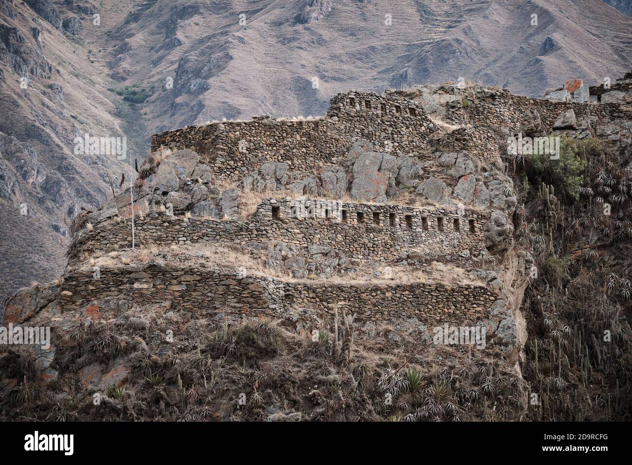 The Incan ruins at Ollantaytambo, Peru Stock Photo