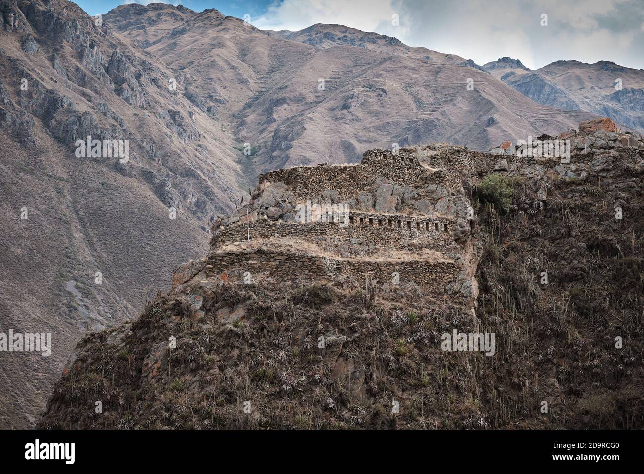 The Incan ruins at Ollantaytambo, Peru Stock Photo