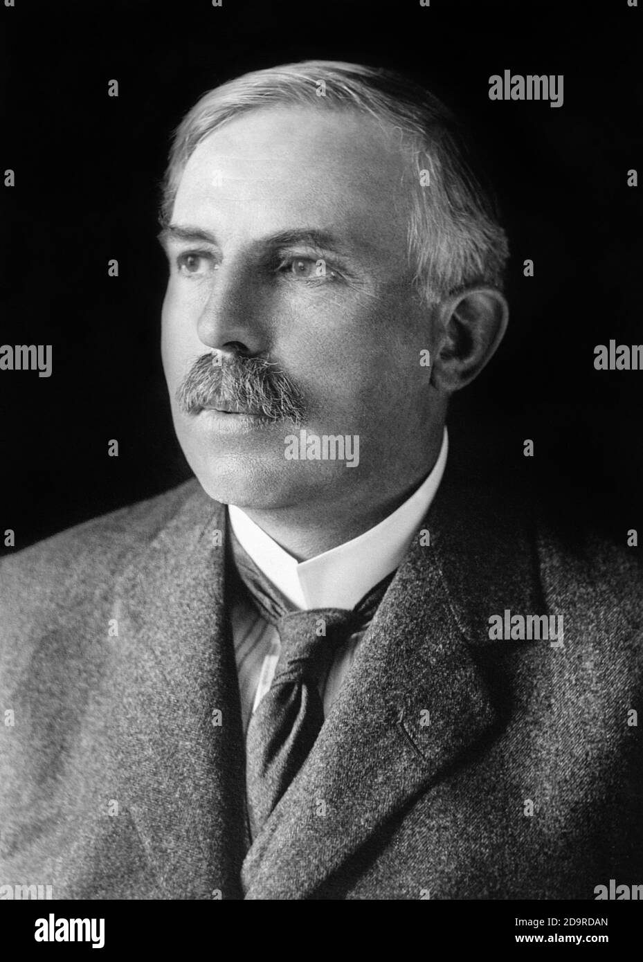 Ernest Rutherford (1871–1937), New Zealand–born British physicist known for his pioneering studies of radioactivity and the atom, and who came to be known as the father of nuclear physics. Stock Photo
