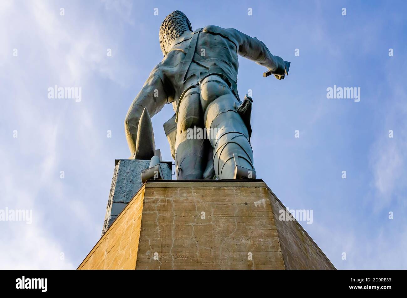 The Vulcan statue is pictured in Vulcan Park, July 19, 2015, in Birmingham, Alabama. The iron statue depicts the Roman God of fire and forge, Vulcan. Stock Photo