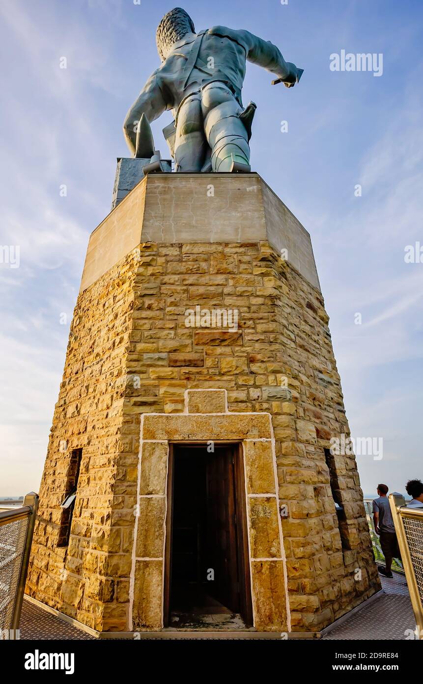 The Vulcan statue is pictured in Vulcan Park, July 19, 2015, in Birmingham, Alabama. The iron statue depicts the Roman God of fire and forge, Vulcan. Stock Photo