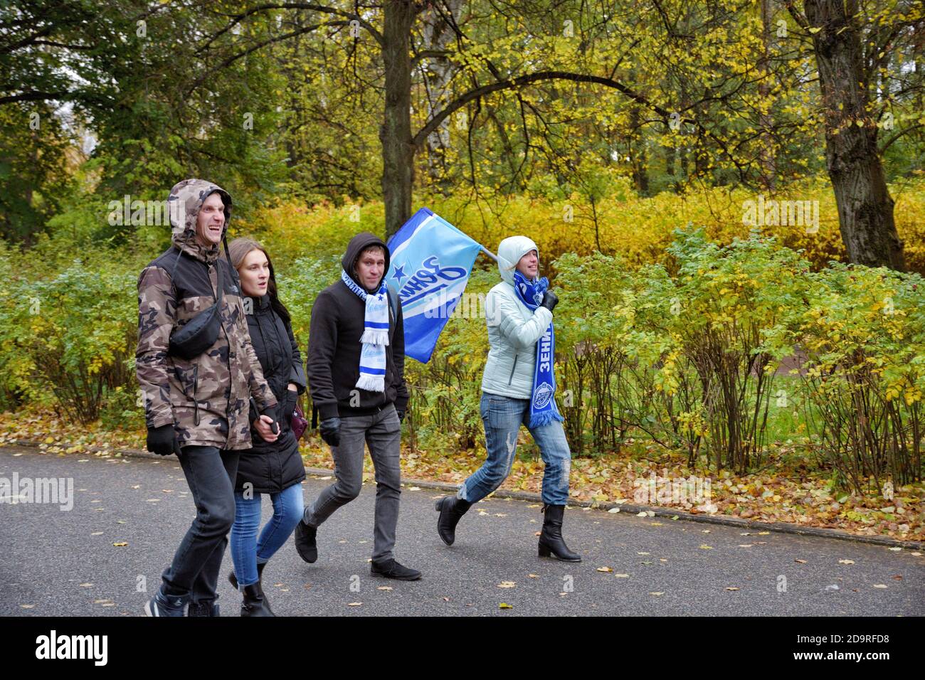 Saint Petersburg. Russia. October 24.2020.Zenit fans go to a football ...