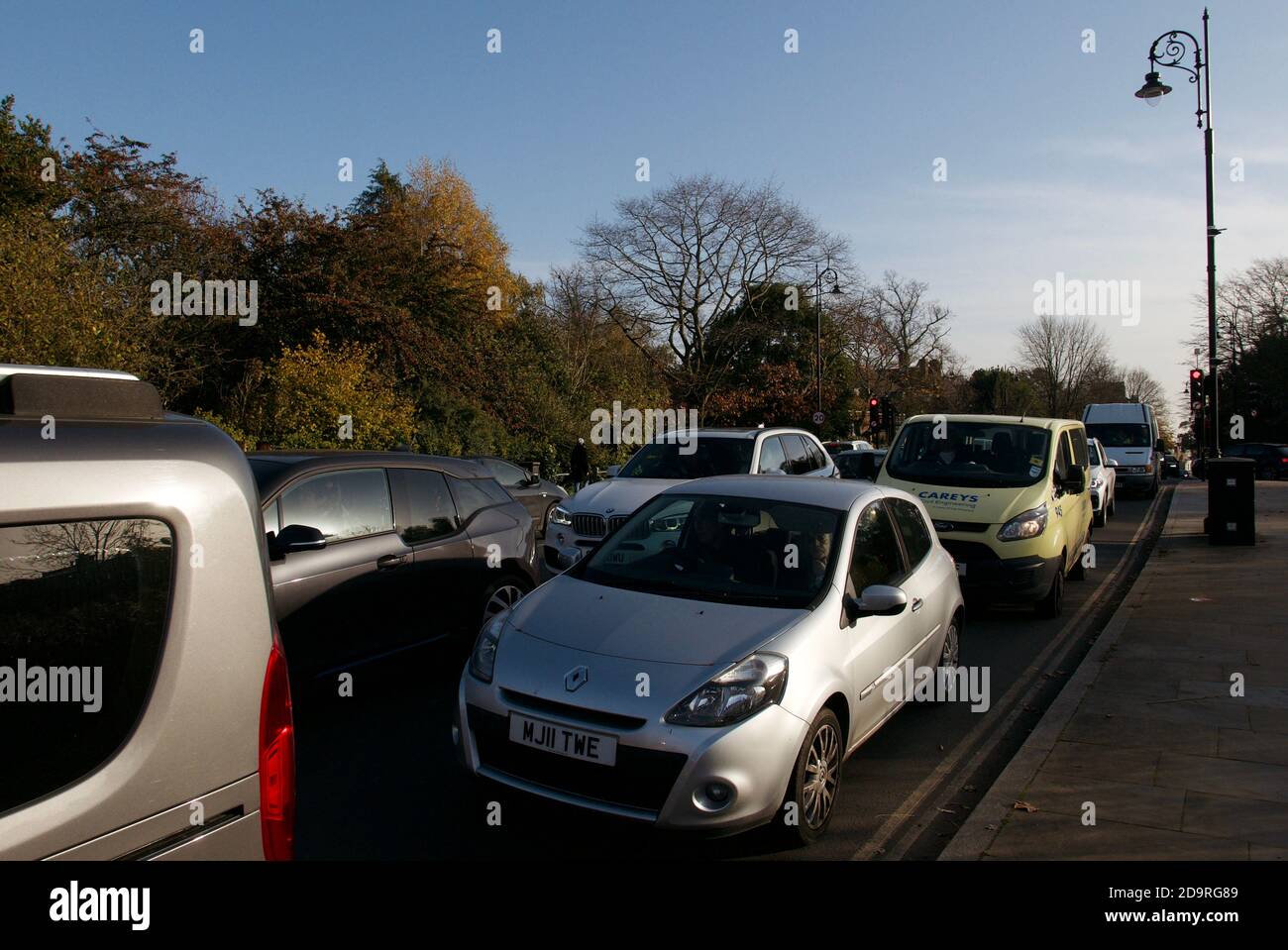 Standstill car traffic in Hampstead despite 'Stay at home' instruction during covid19 pandemic. Stock Photo
