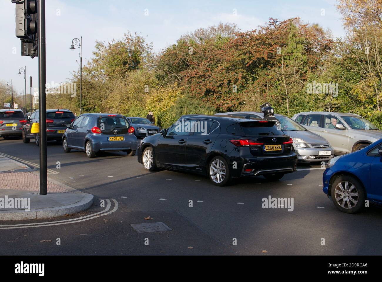 Standstill car traffic in Hampstead despite 'Stay at home' instruction during covid19 pandemic. Stock Photo