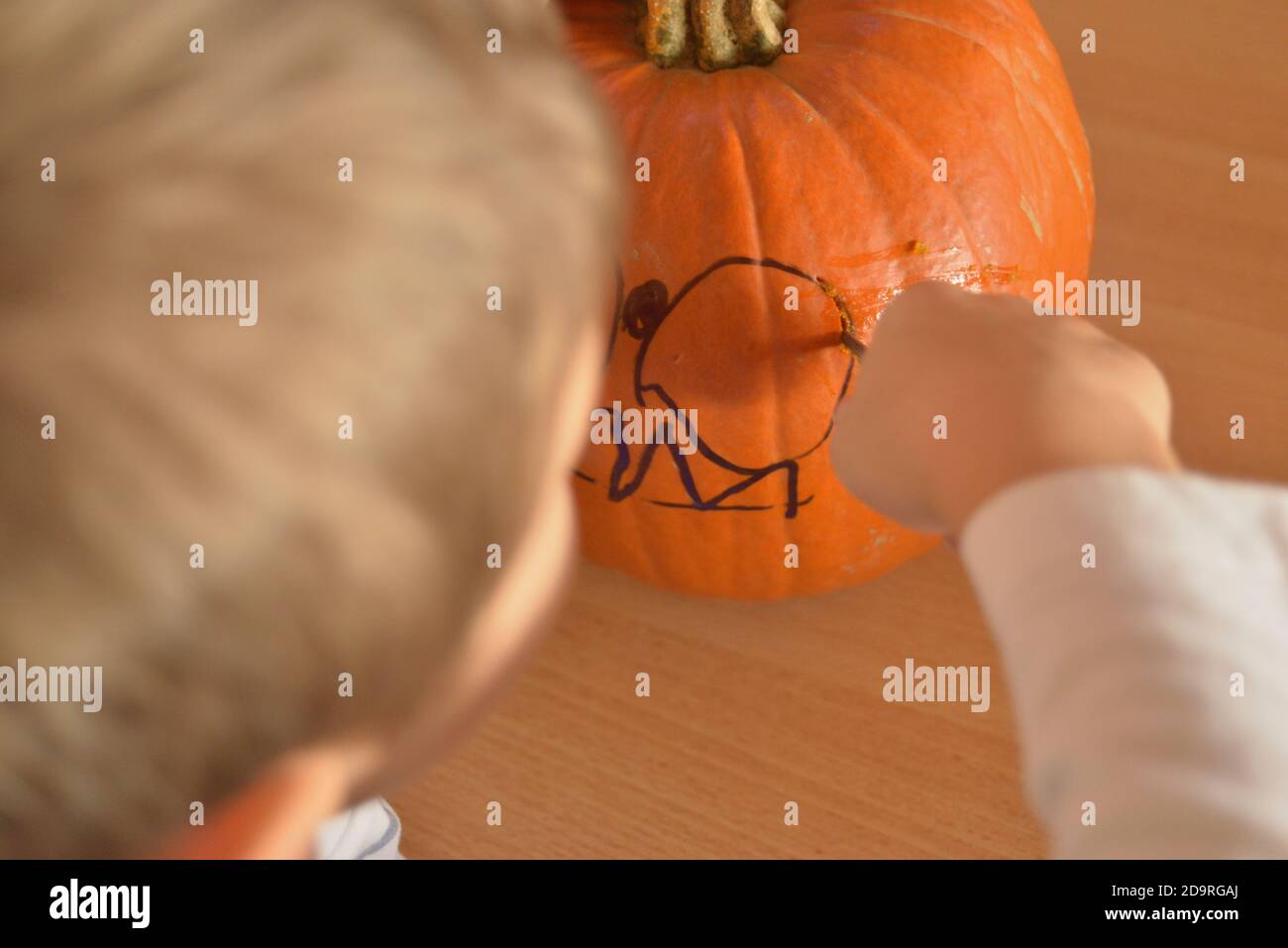 carve pumpkin Stock Photo