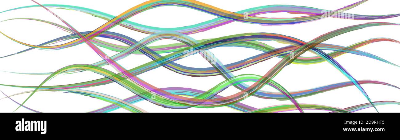 Abstract background of wavy intertwining colored lines on white Stock Vector