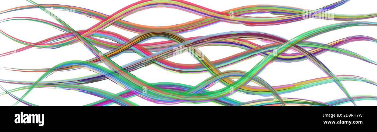 Abstract background of wavy intertwining colored lines on white Stock Vector