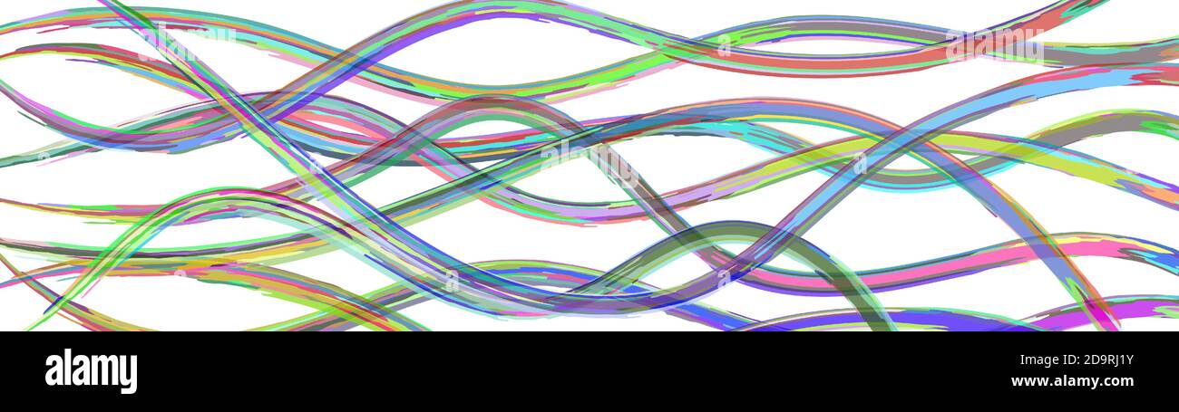 Abstract background of wavy intertwining colored lines on white Stock Vector