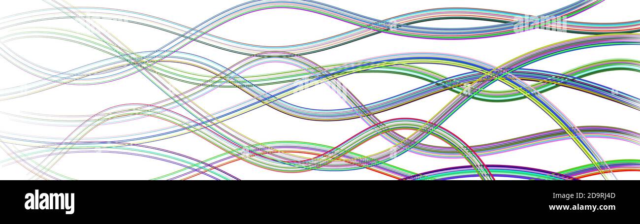 Abstract background of wavy intertwining colored lines on white Stock Vector