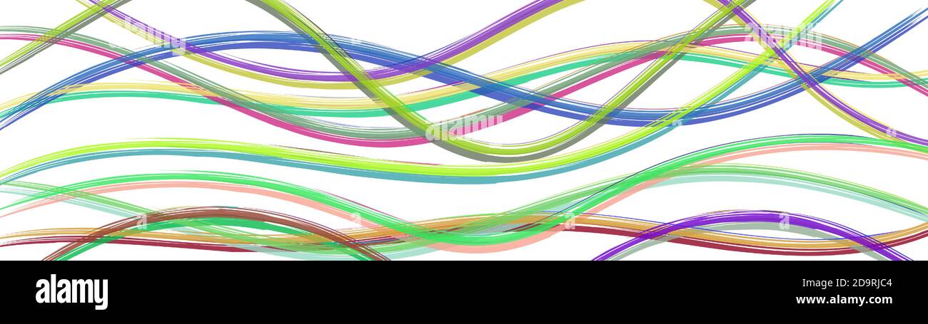 Abstract background of wavy intertwining colored lines on white Stock Vector