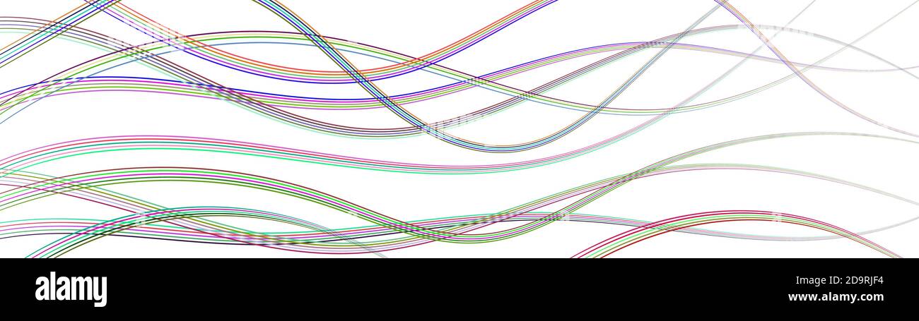 Abstract background of wavy intertwining colored lines on white Stock Vector