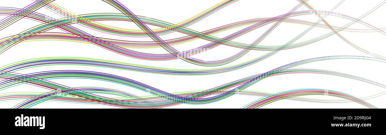 Abstract background of wavy intertwining colored lines on white Stock Vector