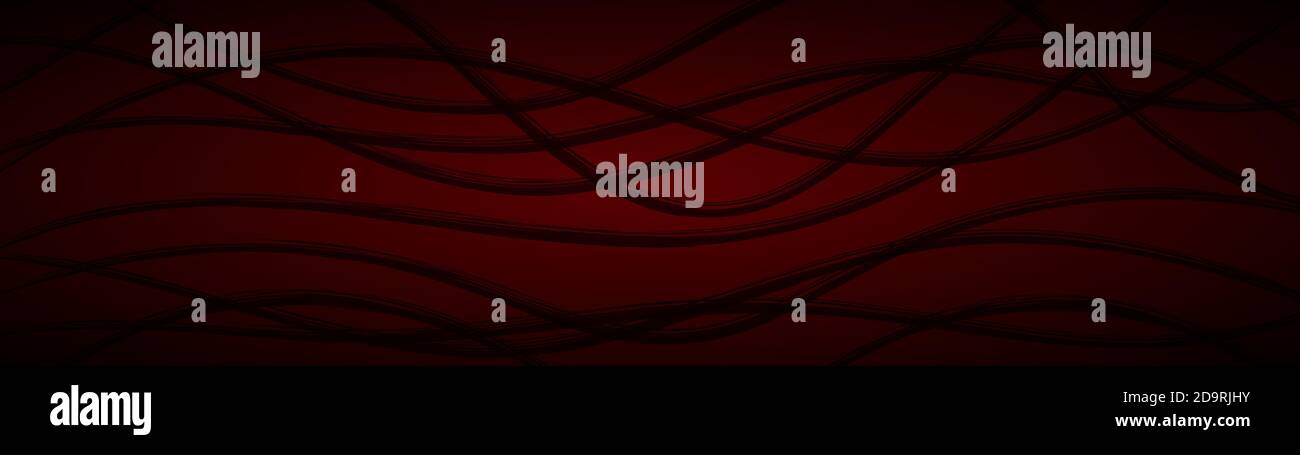 Abstract background of wavy intertwining lines in dark red colors Stock ...