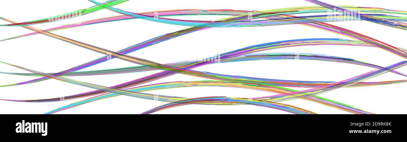 Abstract background of wavy intertwining colored lines on white Stock Vector