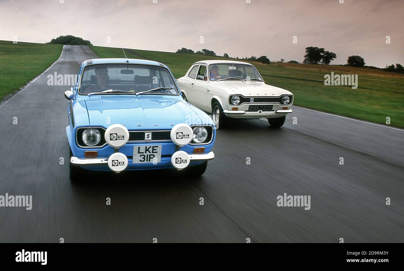 Ford Escort MK1 Mexico (left) and Ford RS Twin Cam 1970 ( right) Stock Photo