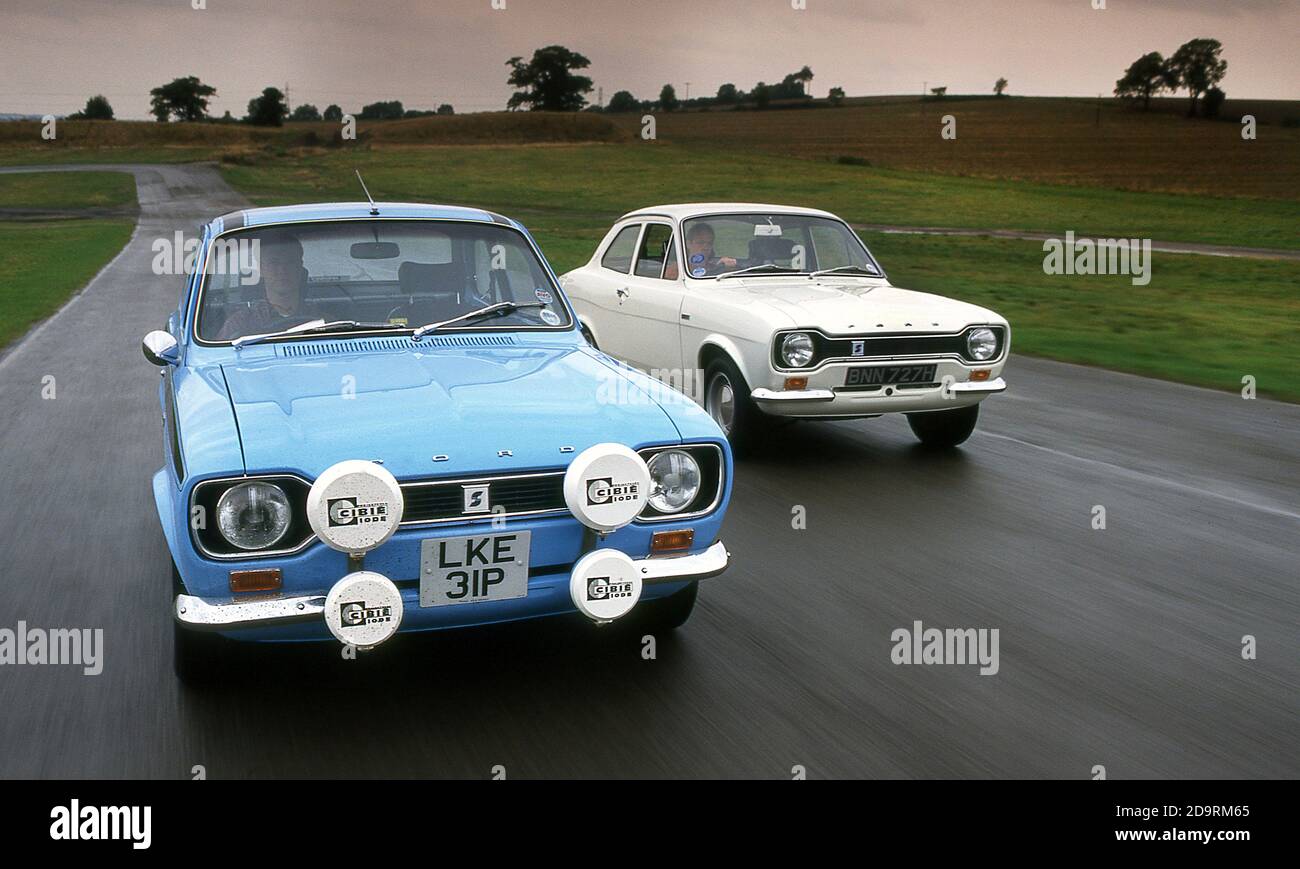 Ford Escort MK1 Mexico (left) and Ford RS Twin Cam 1970 ( right) Stock Photo