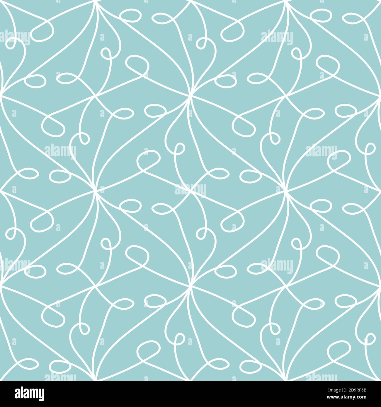 white ornament seamless vector pattern on blue Stock Vector