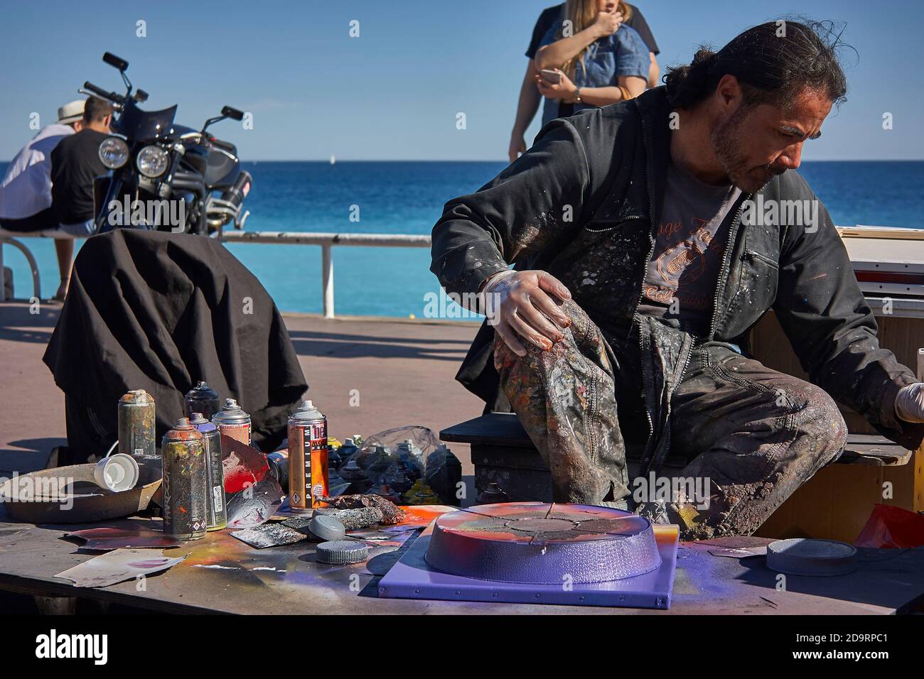 NICE, FRANCE 26 FEBRUARY 2020: Street artists in Nice, France Stock Photo