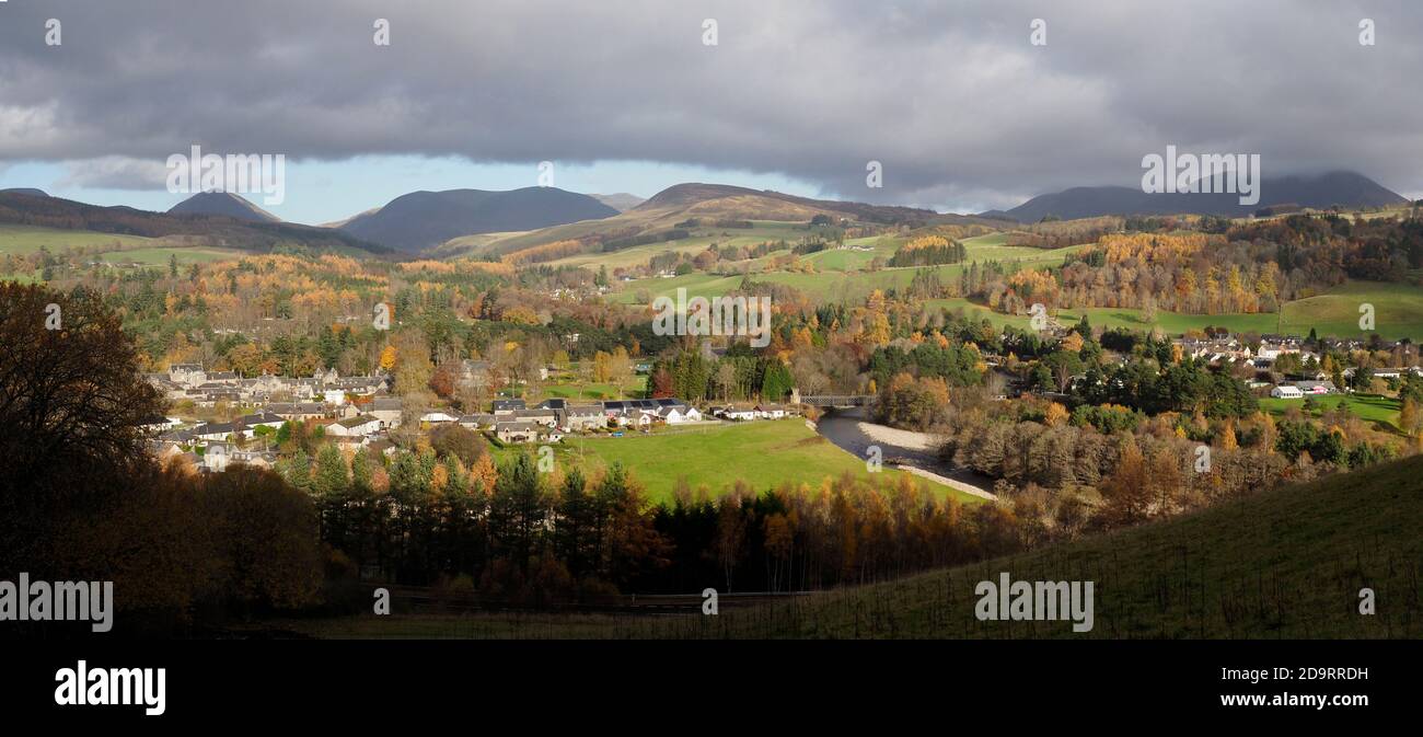 Panorama of Blair Atholl from Tulach hill, Scotland Stock Photo Alamy