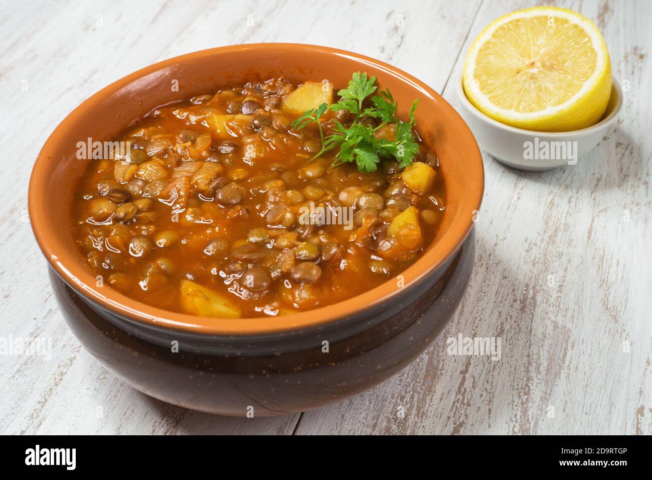 Adasi, Persian Lentil Stew. Arabic cuisine. Stock Photo