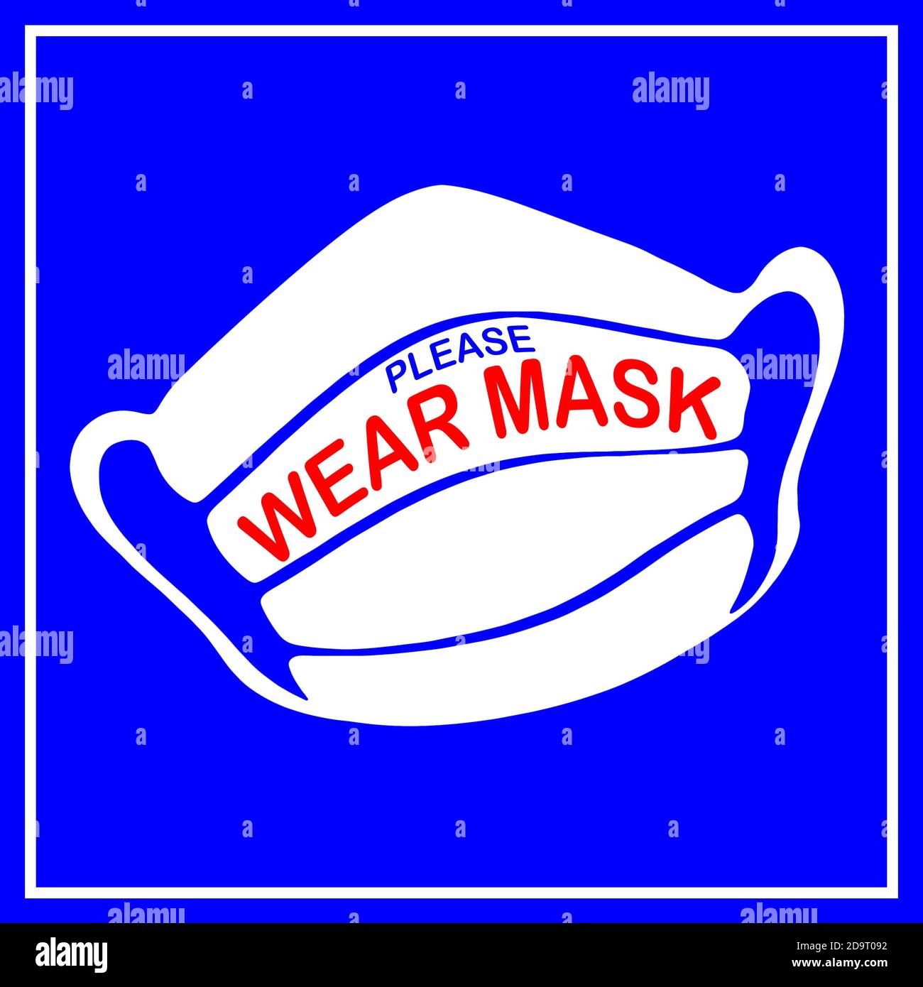 White Face Mask against blue background Stock Photo