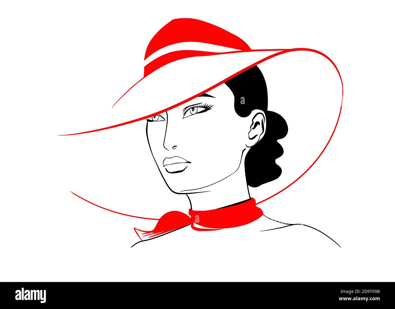 Portrait of a woman with in red scarf 