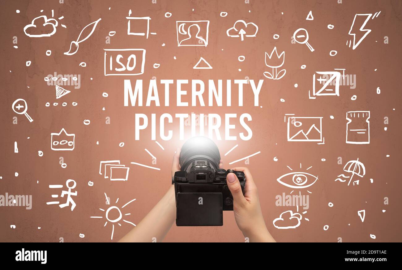 Hand taking picture with digital camera and MATERNITY PICTURES